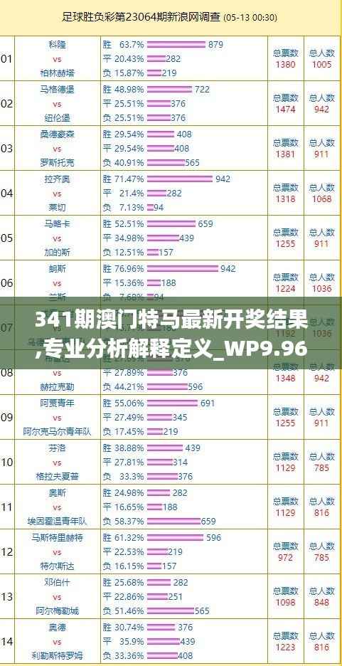 341期澳门特马最新开奖结果,专业分析解释定义_WP9.963