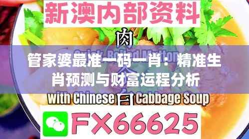 管家婆最准一码一肖:精准生肖预测与财富运程分析